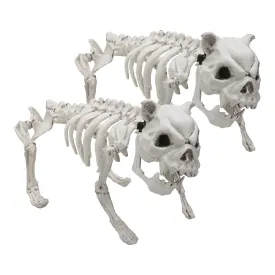 16in Halloween Movable Joints Dog Skeleton, 2 Pcs