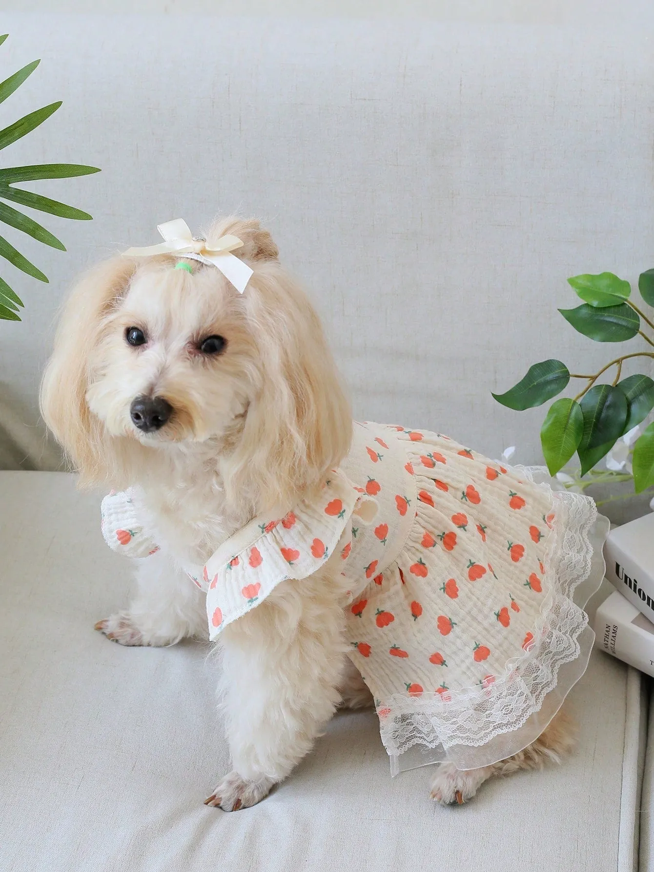 1pc Flower Print Pet Dress For Dog And Cat For Summer