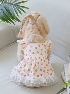 1pc Flower Print Pet Dress For Dog And Cat For Summer