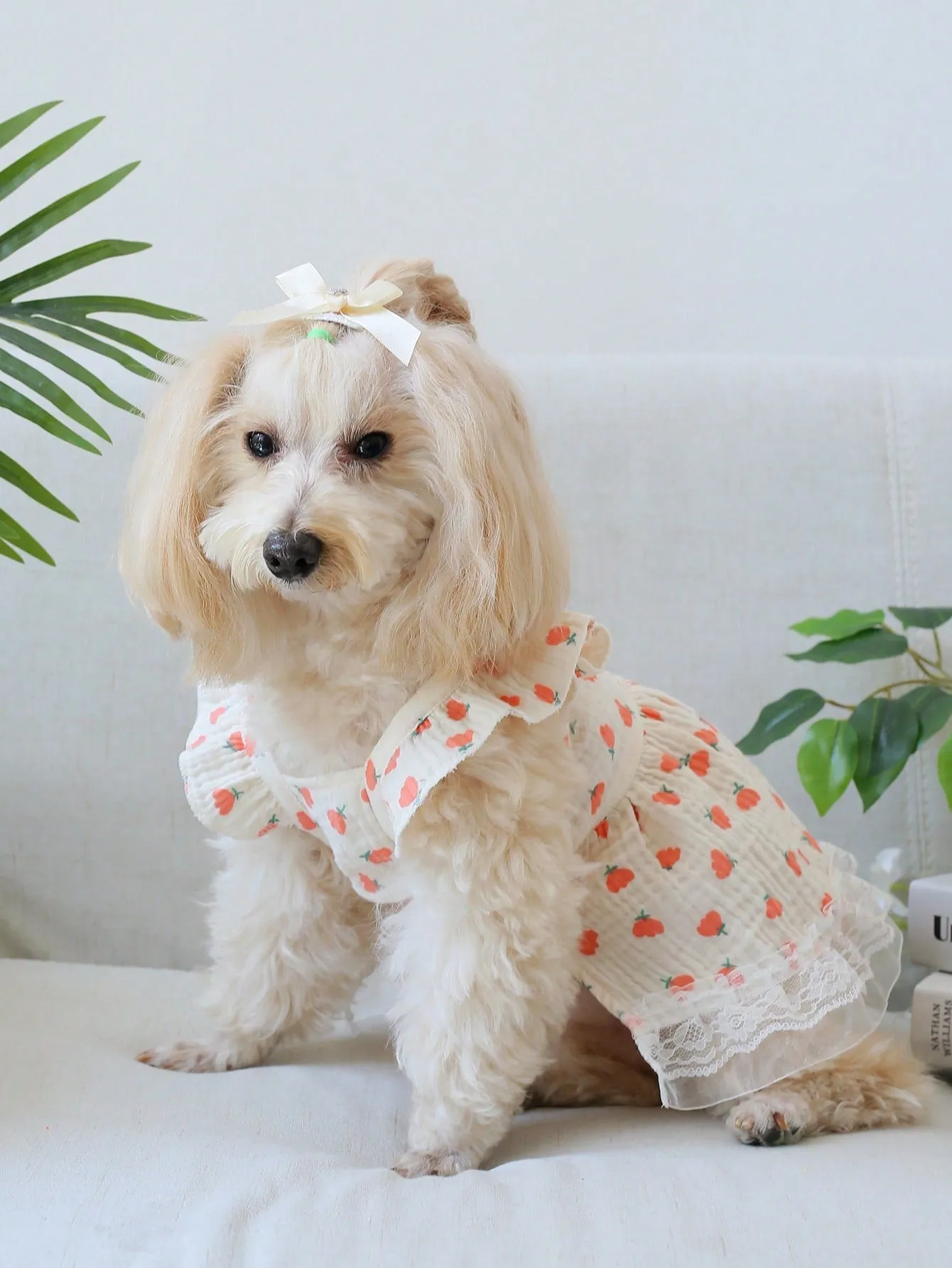 1pc Flower Print Pet Dress For Dog And Cat For Summer