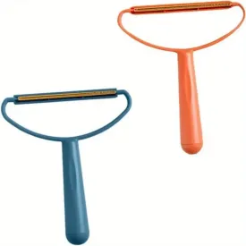 2 Pack Pet Hair Remover Tool  Reusable Lint Cleaner for Clothes, Furniture, Carpets  Fuzz Remover for Dog & Cat Hair  Durable & Portable Lint Scraper in Orange and Blue for Home & Travel
