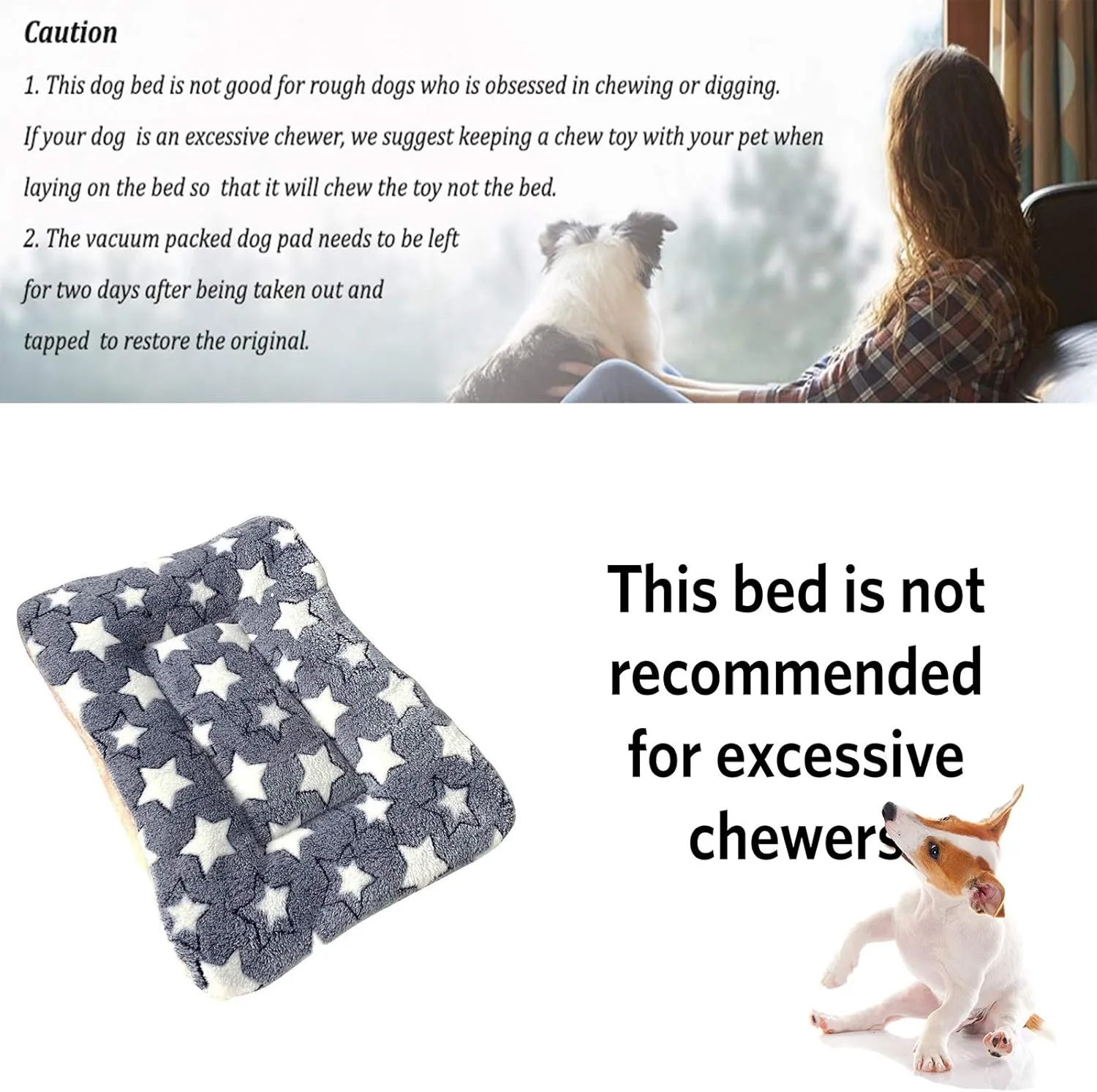 2 Pcs Pet Bed Mats. Ultra Soft Pet (Dog/Cat) Bed with Cute Prints. Reversible Faux Lambswool Kennel Pad for Medium Small Dogs and Cats. Machine Washable Pet Bed.