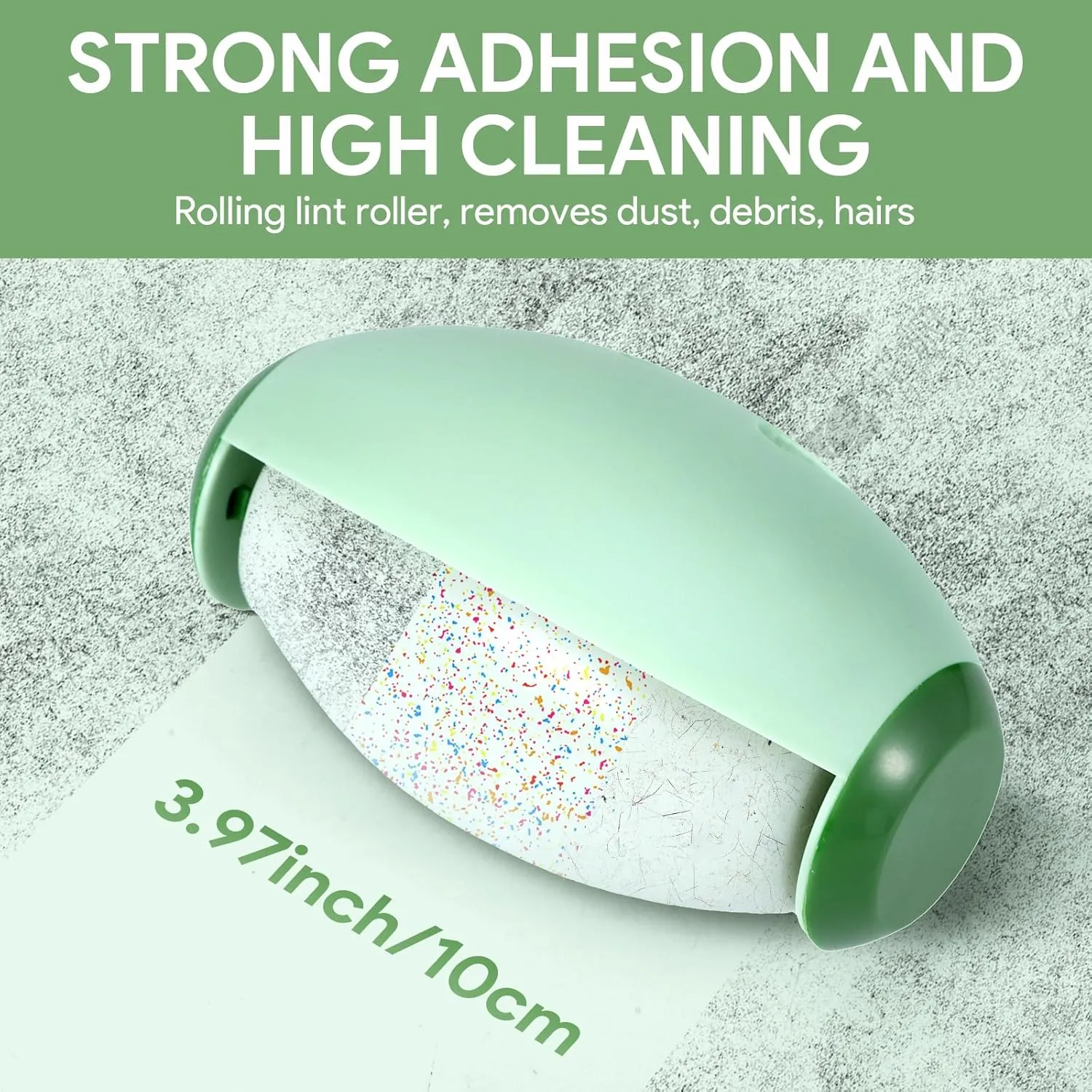 2 PCS Reusable Lint Rollers for Pet Hair Extra Sticky, Mini Portable Travel Lint Roller, Washable, Super-Sticky Gel Balls for Dust, Debris, and Hair(Green,White)