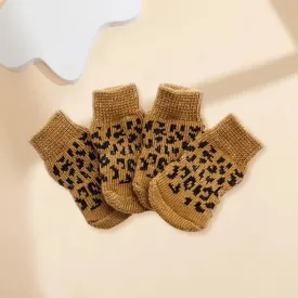 4Pcs Pet Socks | Warm Knitted Comfortable Cat & Dog Socks | Durable Anti-Slip Winter Puppy Paw Protector | Dog Winter Accessories