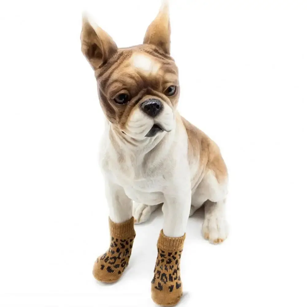 4Pcs Pet Socks | Warm Knitted Comfortable Cat & Dog Socks | Durable Anti-Slip Winter Puppy Paw Protector | Dog Winter Accessories