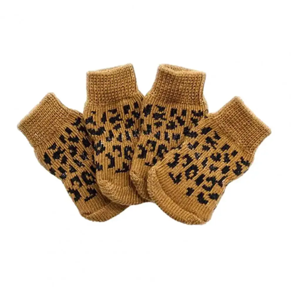 4Pcs Pet Socks | Warm Knitted Comfortable Cat & Dog Socks | Durable Anti-Slip Winter Puppy Paw Protector | Dog Winter Accessories