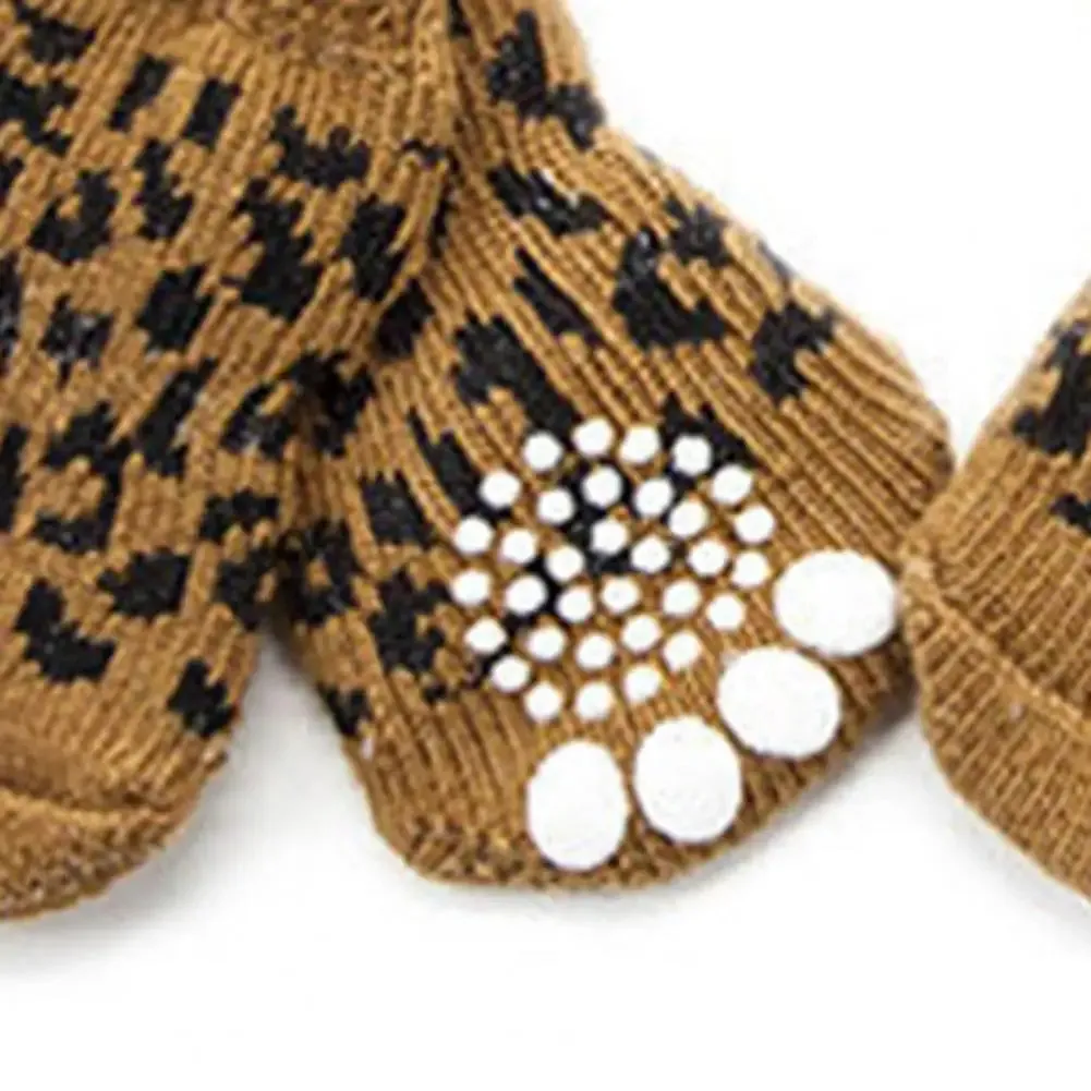 4Pcs Pet Socks | Warm Knitted Comfortable Cat & Dog Socks | Durable Anti-Slip Winter Puppy Paw Protector | Dog Winter Accessories