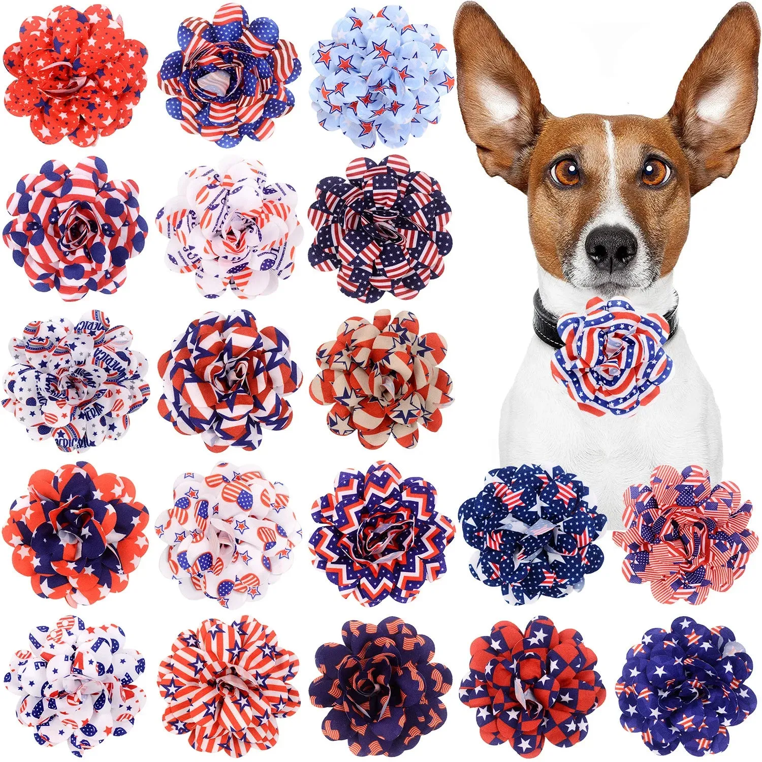 50PCS Removable Dog Bowtie For 4th July Dog Bows Dogs Pets Collar Accessories Small Dog Cat Bow Tie For American Independence Day