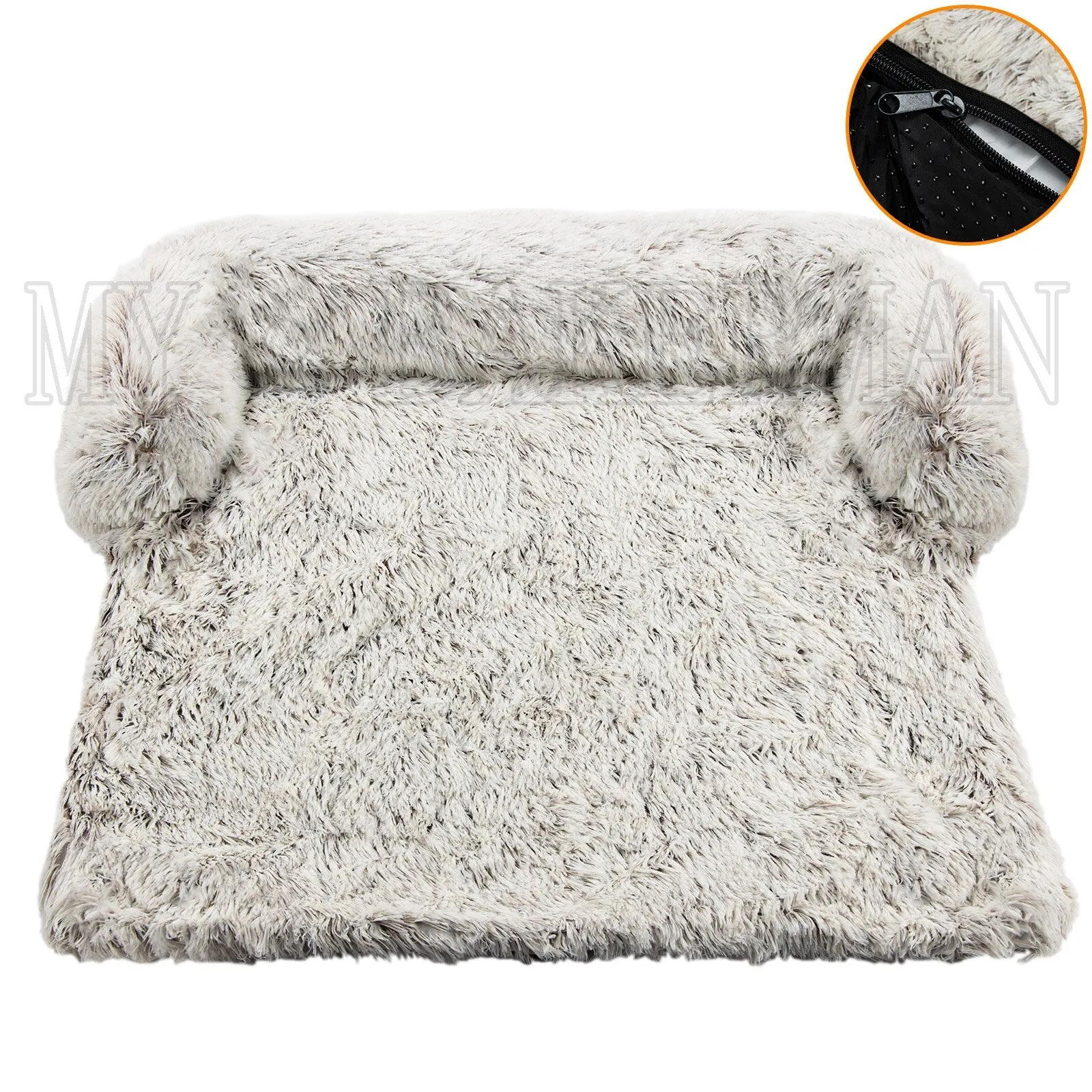 Airopaws™ Large Dog Bed Sofa: Fluffy Dogs Pet House with Long Plush Warm Kennel - Cozy Mat for Cats and Puppies, Washable Blanket Sofa Cover Included