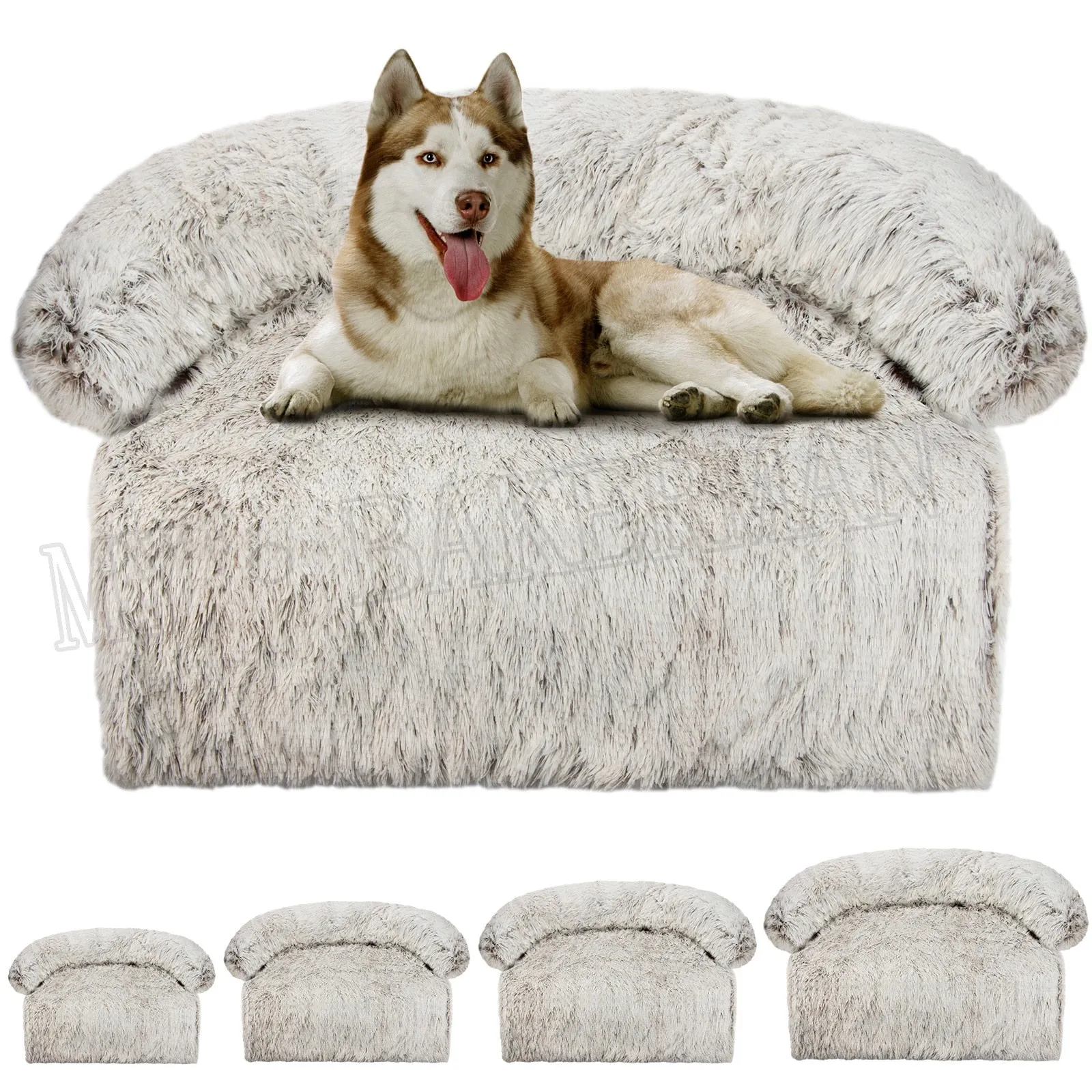 Airopaws™ Large Dog Bed Sofa: Fluffy Dogs Pet House with Long Plush Warm Kennel - Cozy Mat for Cats and Puppies, Washable Blanket Sofa Cover Included