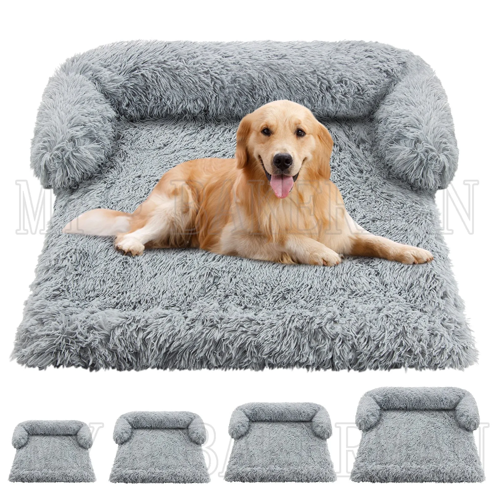 Airopaws™ Large Dog Bed Sofa: Fluffy Dogs Pet House with Long Plush Warm Kennel - Cozy Mat for Cats and Puppies, Washable Blanket Sofa Cover Included