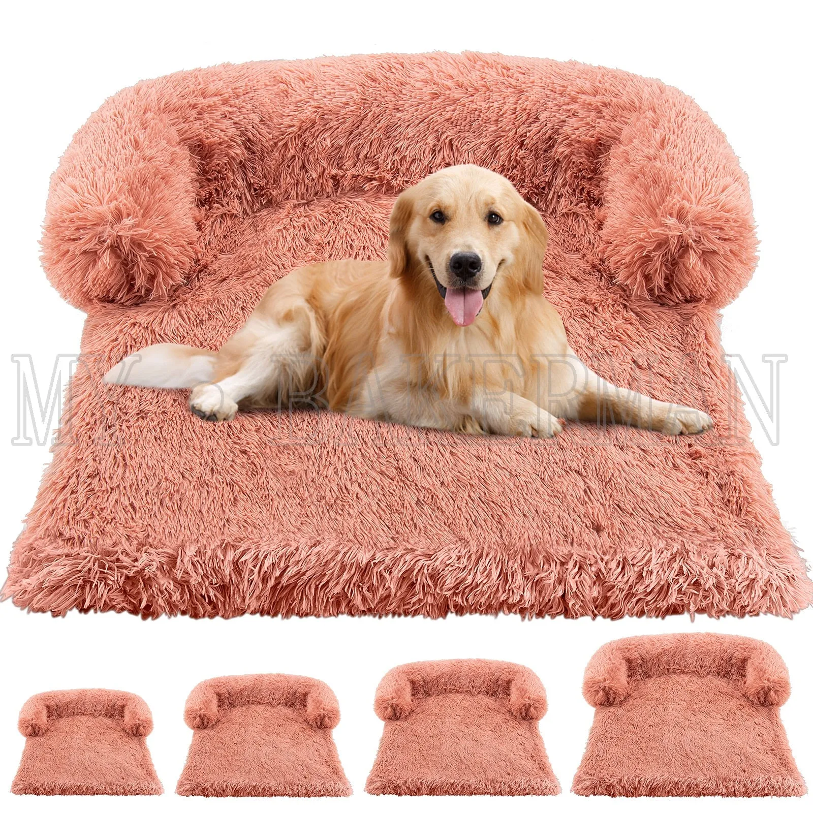Airopaws™ Large Dog Bed Sofa: Fluffy Dogs Pet House with Long Plush Warm Kennel - Cozy Mat for Cats and Puppies, Washable Blanket Sofa Cover Included