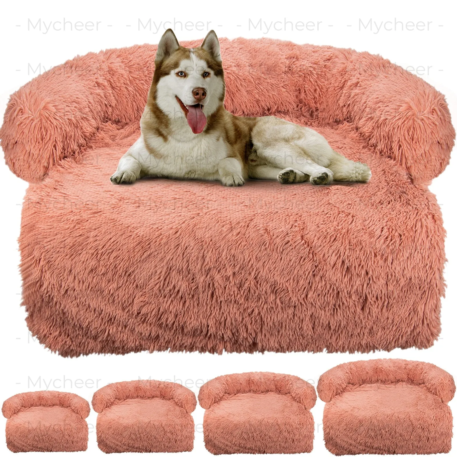 Airopaws™ Large Dog Bed Sofa: Fluffy Dogs Pet House with Long Plush Warm Kennel - Cozy Mat for Cats and Puppies, Washable Blanket Sofa Cover Included