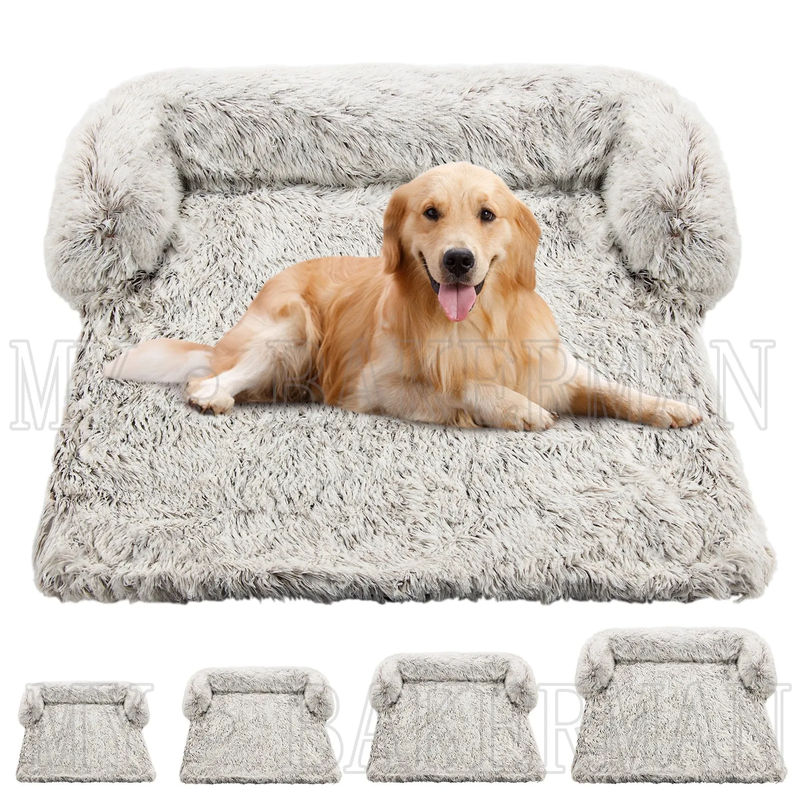 Airopaws™ Large Dog Bed Sofa: Fluffy Dogs Pet House with Long Plush Warm Kennel - Cozy Mat for Cats and Puppies, Washable Blanket Sofa Cover Included
