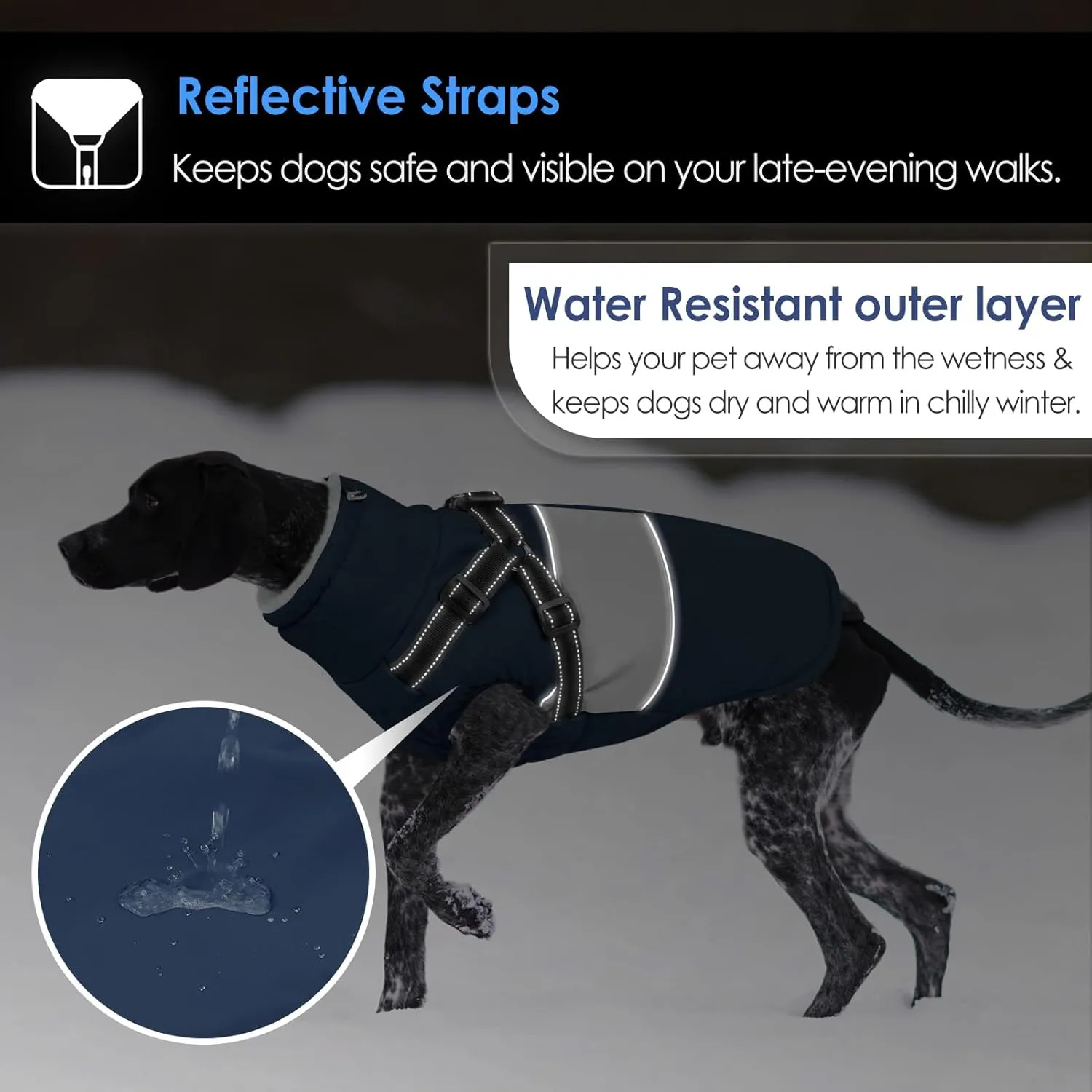 AOFITEE Small Dog Coat, Dog Winter Coat, Dog Coat with Harness Built in, Warm Dog Jacket with Zipper & Fleece Collar, Waterproof Dog Puffer Jacket Dog Sweater for Small Dogs, Chihuahua Yorkshire, Blue