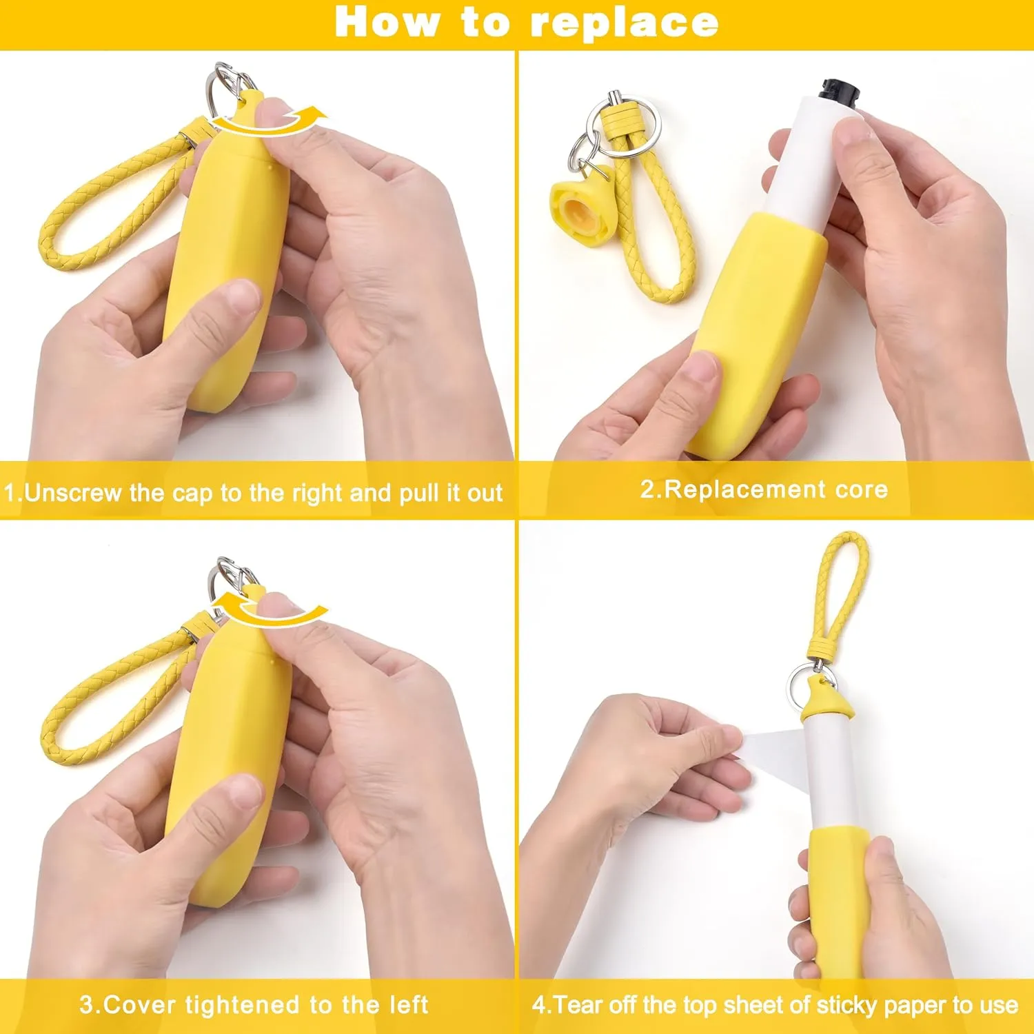 Banana Portable Lint Roller - Unique and Adorable Desig, Portable and Convenient for Solving The Awkward of Pet Hair on Clothes(1 * Lint Roller   2 * Replacement Cores)
