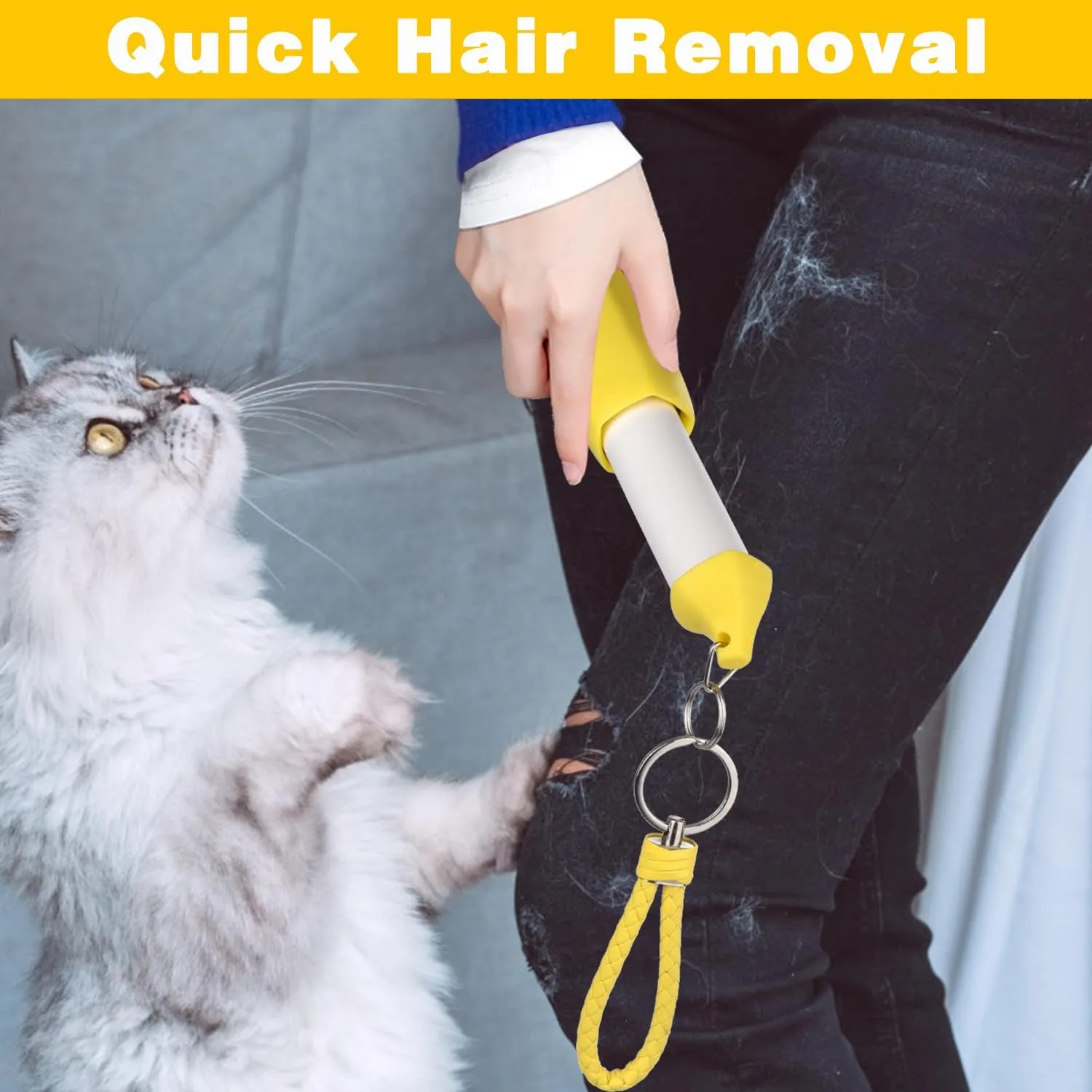 Banana Portable Lint Roller - Unique and Adorable Desig, Portable and Convenient for Solving The Awkward of Pet Hair on Clothes(1 * Lint Roller   2 * Replacement Cores)