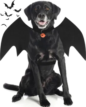 Bat Wings Halloween Costume for Large Dogs - Pumpkin Bell Pet Cosplay Party Dress Up (L)
