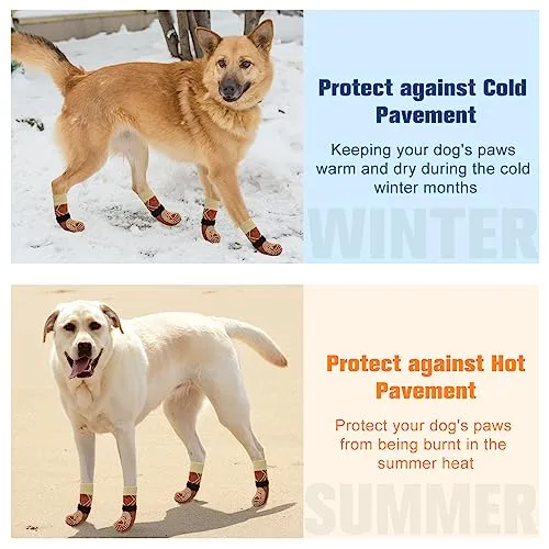 BEAUTYZOO Dog Socks to Prevent Licking Paws for Hardwood Floors Anti Slip, Dog Shoes Booties for Hot/Cold Pavement,Grippy Boots & Paw Protectors Traction Control for Small Medium Large Senior Dogs