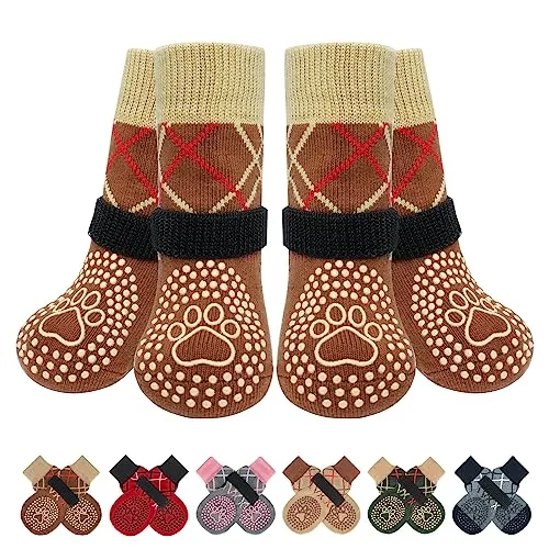 BEAUTYZOO Dog Socks to Prevent Licking Paws for Hardwood Floors Anti Slip, Dog Shoes Booties for Hot/Cold Pavement,Grippy Boots & Paw Protectors Traction Control for Small Medium Large Senior Dogs