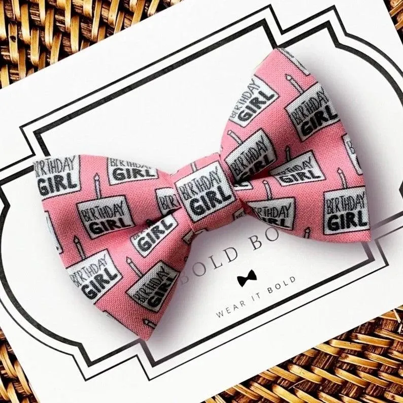 Birthday Girl Bow for Dog Collar or Cat Collar