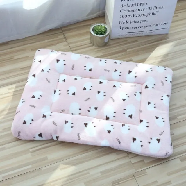 Breathable Cat Bed Square Pet Mat Coral Fleece Bed