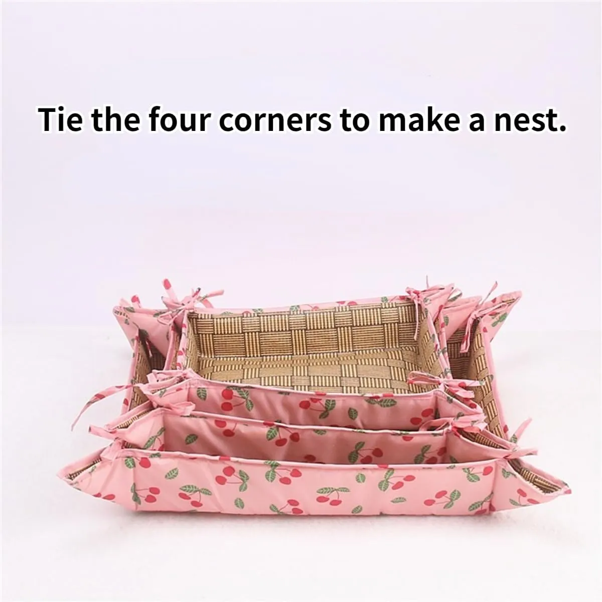 Cat Mat, Cat Nest Bed and Cat Hammock 3 in 1 Foldable Waterproof and Comfortable Pet Cage Mat with Straps Cute Pattern Four Seasons Washable Pet Cooling Mat for Cats and Puppies (Yellow,Small)