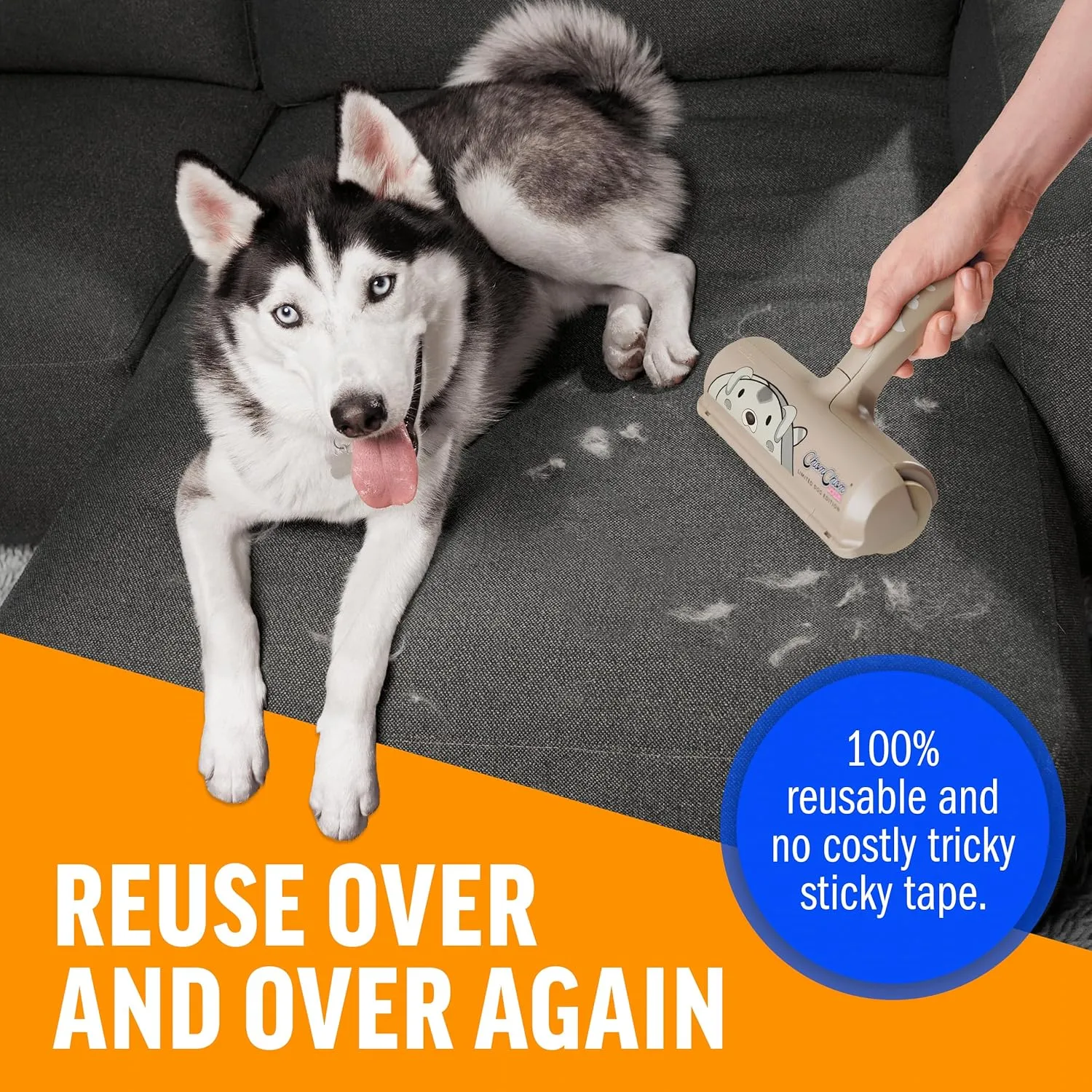 Chom Chom Roller Pet Hair Remover - ChomChom Reusable Dog and Cat Lint Rollers for Furniture, Couch, Car, and Clothes - Limited Dog Edition