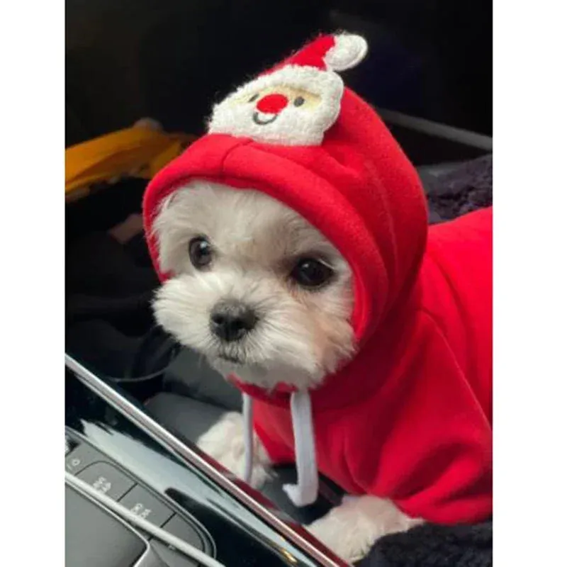 Christmas Dog Clothes Pet Clothes for Small Medium Dogs Winter Warm Elk Santa Claus Dog Cat Coat Hoodies Dogs Christmas Clothing
