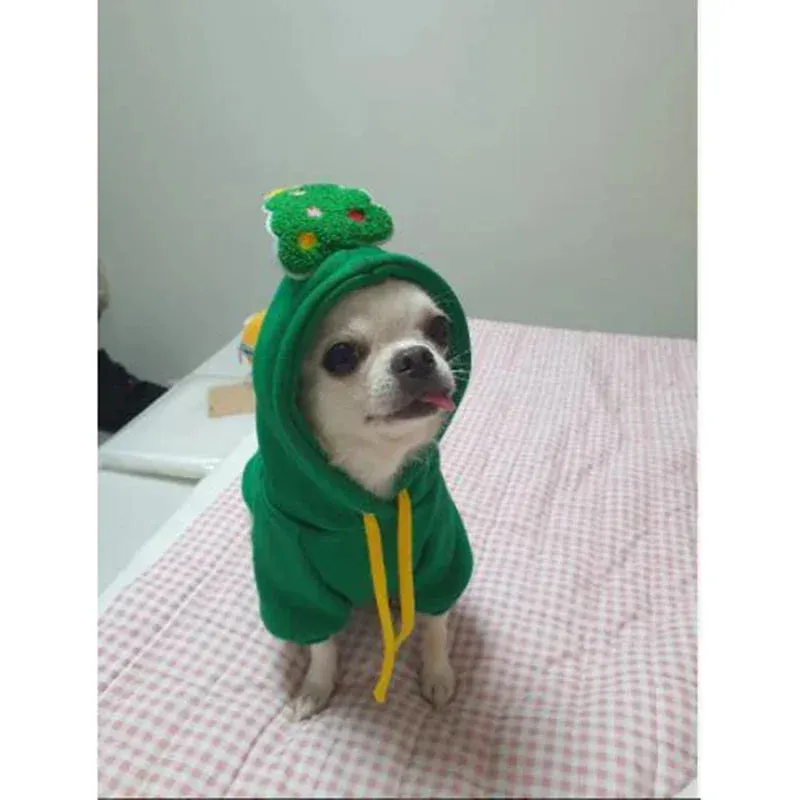 Christmas Dog Clothes Pet Clothes for Small Medium Dogs Winter Warm Elk Santa Claus Dog Cat Coat Hoodies Dogs Christmas Clothing
