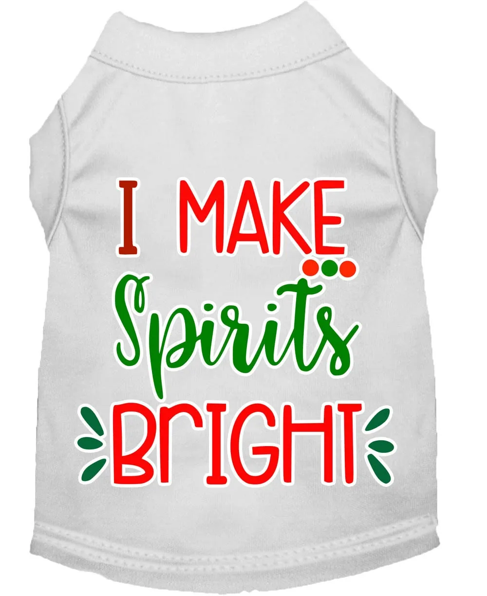 Christmas Pet Dog & Cat Shirt Screen Printed, "I Make Spirits Bright"