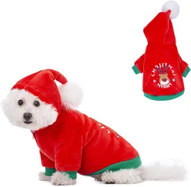 Christmas Puppy Dog Hoodies for Small Medium Dogs, Hooded Sweatshirt with Pocket Pet Cat Hoody Clothes Sweaters Fleece Coat Dog Costume