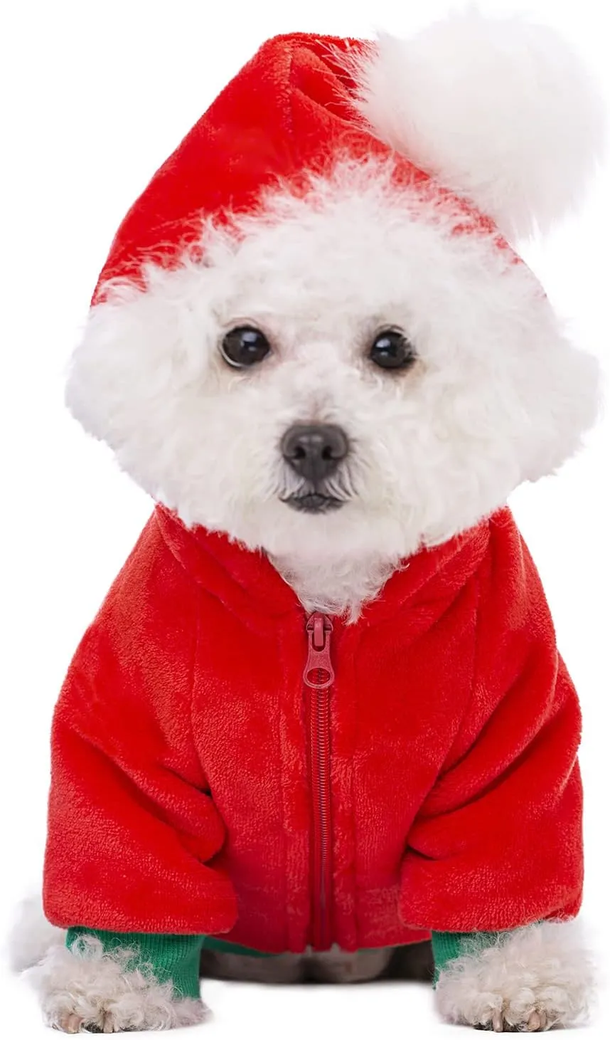Christmas Puppy Dog Hoodies for Small Medium Dogs, Hooded Sweatshirt with Pocket Pet Cat Hoody Clothes Sweaters Fleece Coat Dog Costume