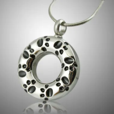 Circular Paw Print Keepsake Cremation Pendant