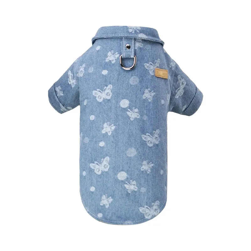Denim Delight: Winter Pet Denim Shirt - Stylish Jacket for Small to Medium Dogs and Cats, Perfect for French Bulldogs, Chihuahuas, and Poodles