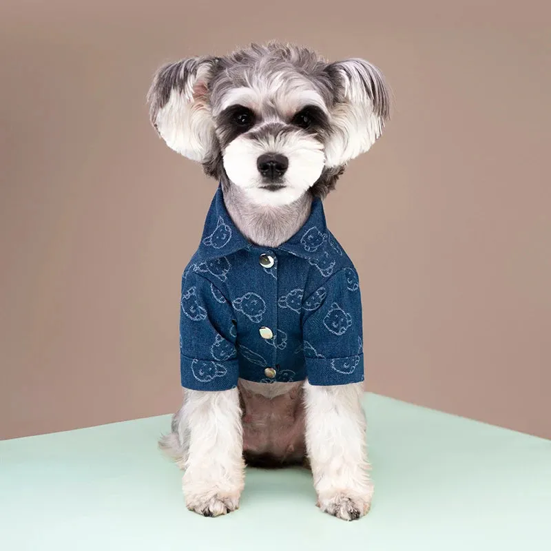 Denim Delight: Winter Pet Denim Shirt - Stylish Jacket for Small to Medium Dogs and Cats, Perfect for French Bulldogs, Chihuahuas, and Poodles