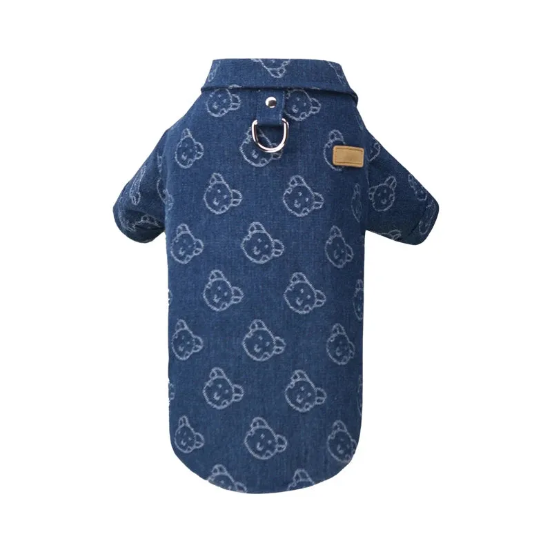 Denim Delight: Winter Pet Denim Shirt - Stylish Jacket for Small to Medium Dogs and Cats, Perfect for French Bulldogs, Chihuahuas, and Poodles