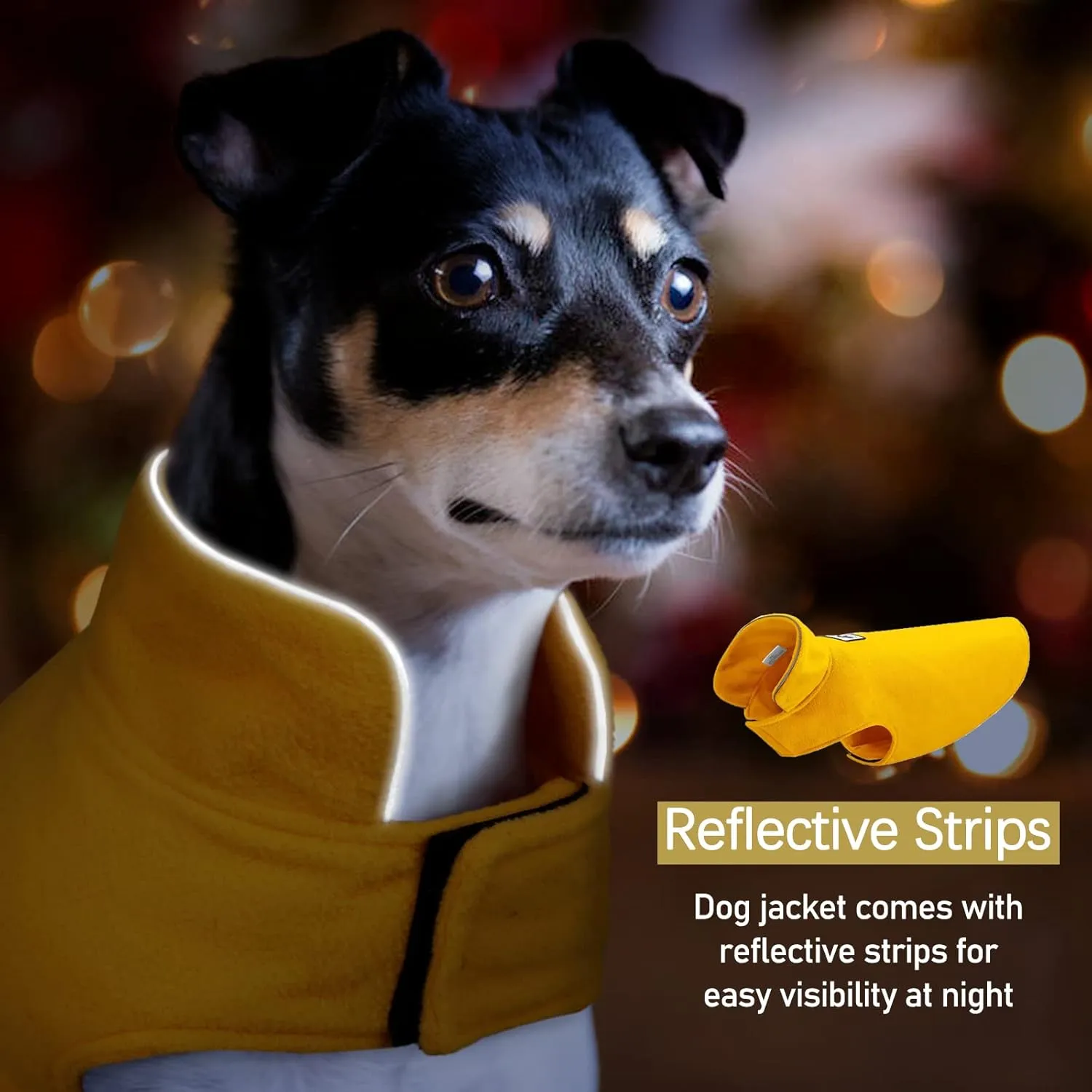 DENTRUN Windproof Winter Warm Fleece Medium Dog Coat Reversible Puppy Jacket Reflective Soft Pet Vest, Cold Weather Dog Sweater Apparel Leash Access Overcoat for Medium Breeds, Yellow, M