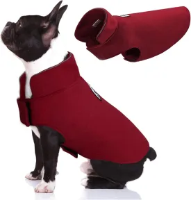 DENTRUN Windproof Winter Warm Fleece Small Dog Coat Reversible Puppy Jacket Reflective Soft Pet Vest, Cold Weather Dog Sweater Apparel Leash Access Overcoat for Small Breeds, Burgundy, XS