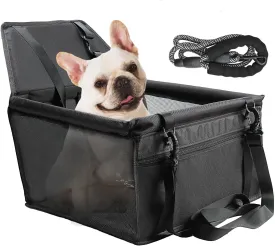 Dog Car Seats for Small Dogs with 3.94FT Dog Leash,Pet Seat for Car Made with Toughest and Waterproof Oxford Fabric(Black)