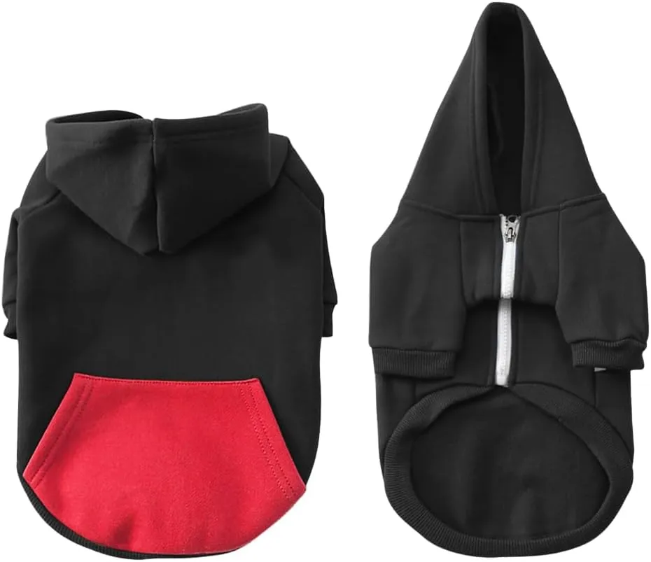 Dog Hoodie & Sweatshirt, Warm Fleece Pet Coat for Small Dogs, Winter Puppy Sweater with Pocket