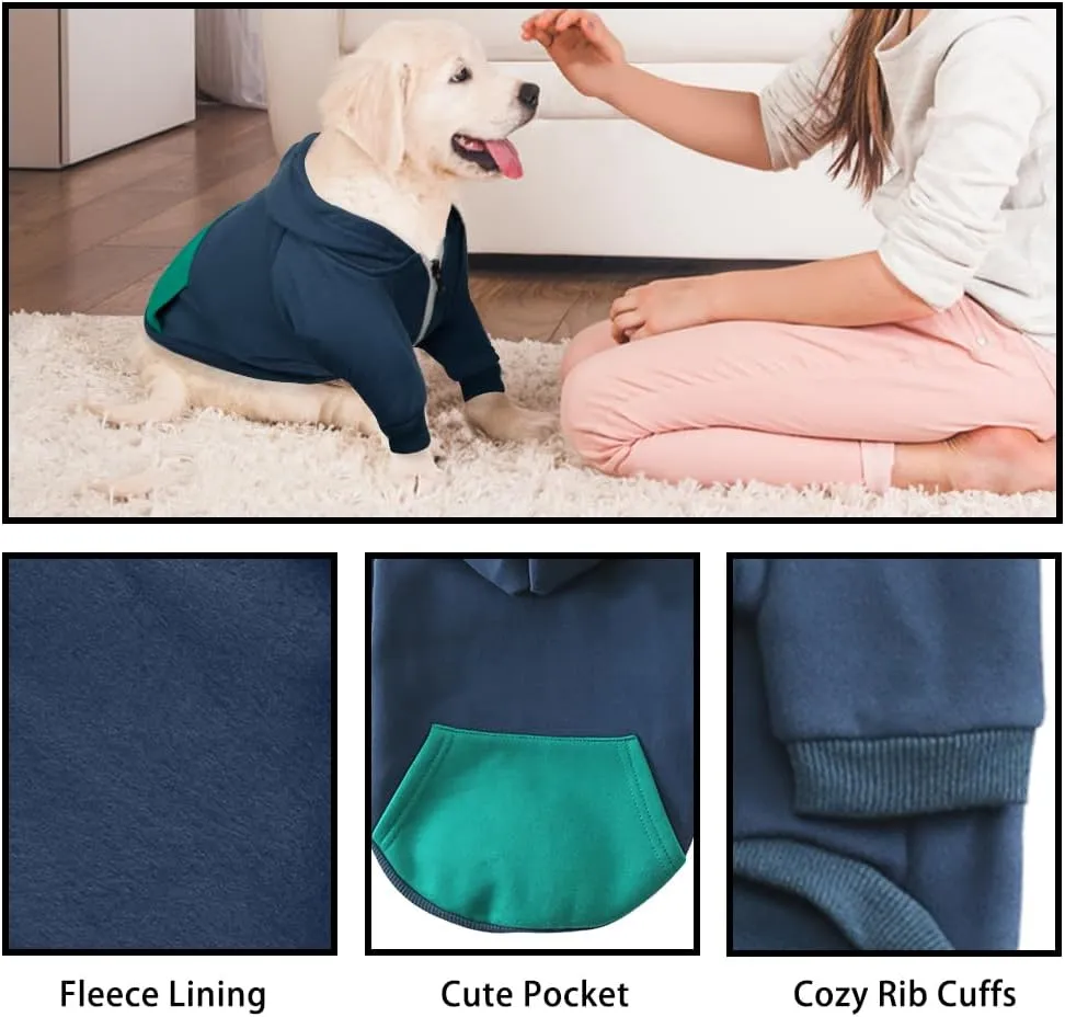 Dog Hoodie Pet Clothes, Soft Dog Sweatshirt, Warm Fleece Dog Hoodies for Small Medium Dogs, Winter Cold Weather Puppy Sweater with Pocket, Hooded Coat Costume Cat Apparel Outfit