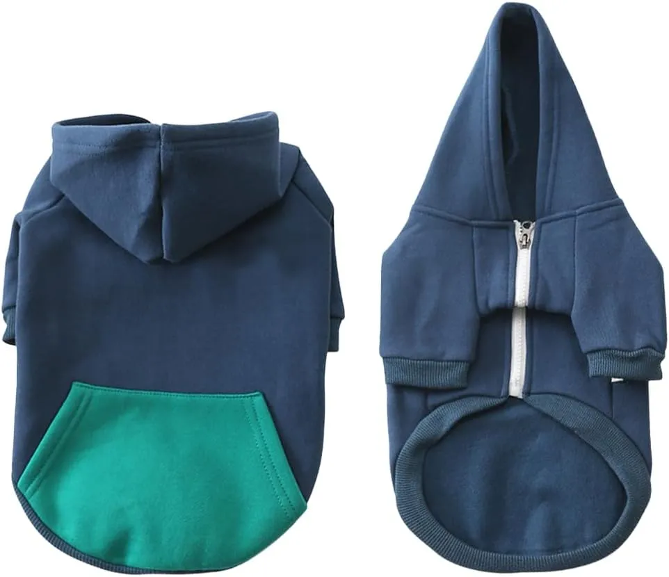 Dog Hoodie Pet Clothes, Soft Dog Sweatshirt, Warm Fleece Dog Hoodies for Small Medium Dogs, Winter Cold Weather Puppy Sweater with Pocket, Hooded Coat Costume Cat Apparel Outfit