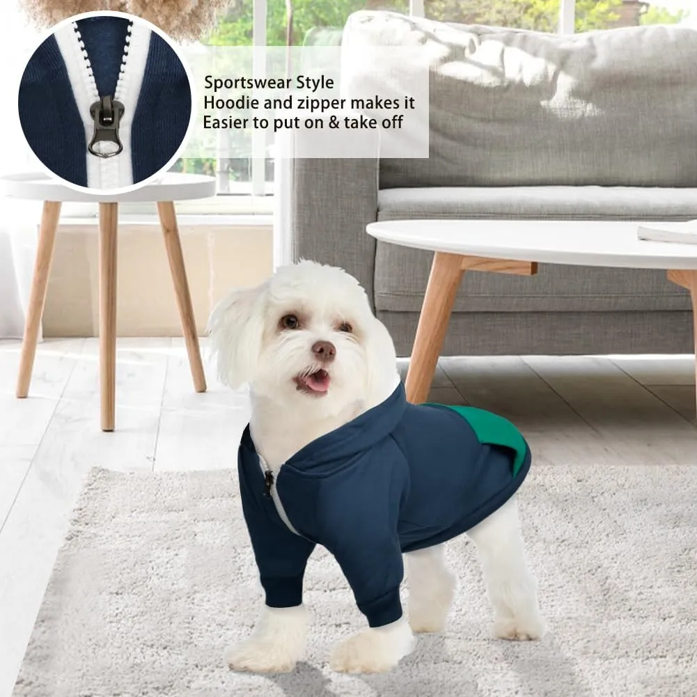 Dog Hoodie Pet Clothes, Soft Dog Sweatshirt, Warm Fleece Dog Hoodies for Small Medium Dogs, Winter Cold Weather Puppy Sweater with Pocket, Hooded Coat Costume Cat Apparel Outfit