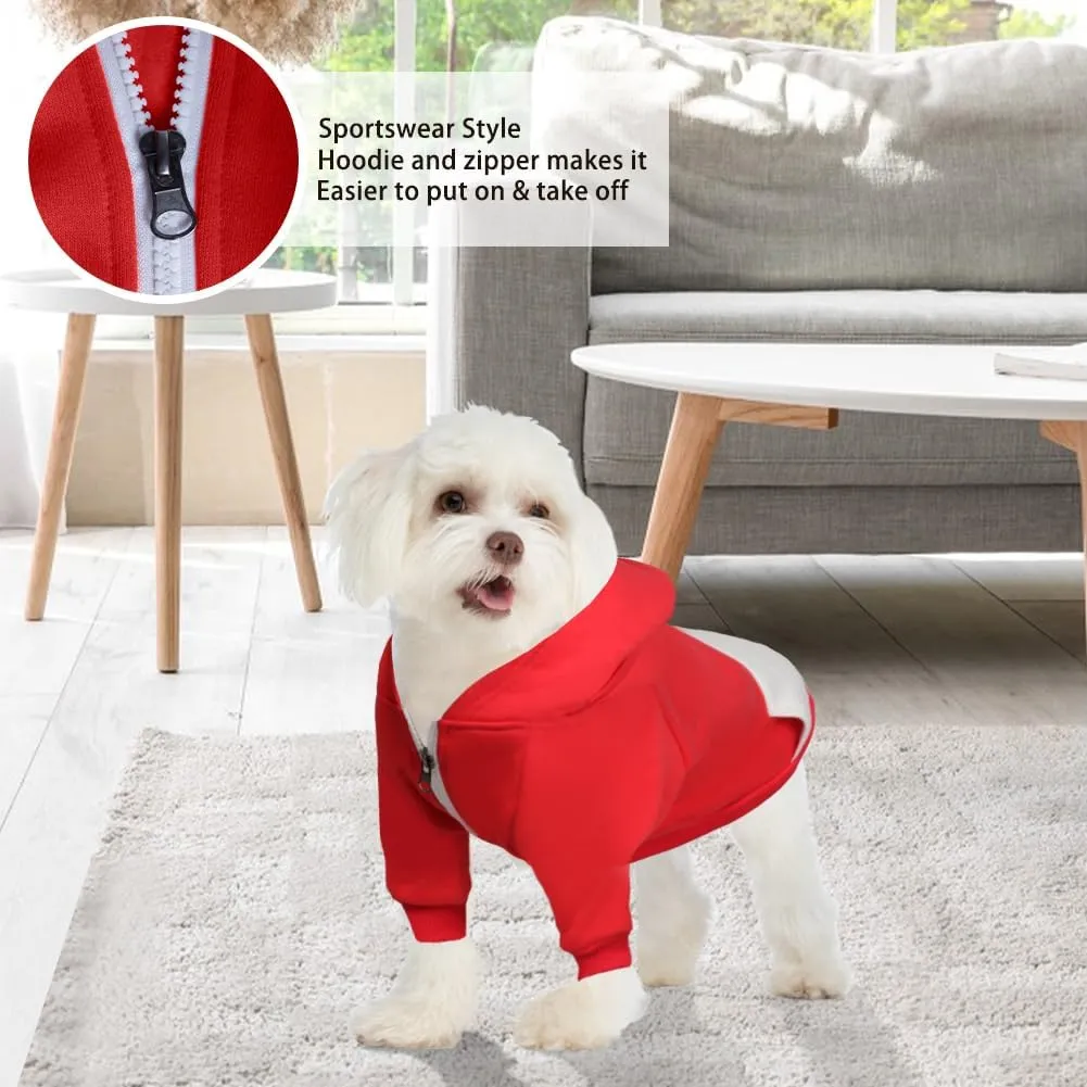 Dog Hoodie Pet Clothes, Soft Dog Sweatshirt, Warm Fleece Dog Hoodies for Small Medium Dogs, Winter Cold Weather Puppy Sweater with Pocket, Hooded Coat Costume Cat Apparel Outfit