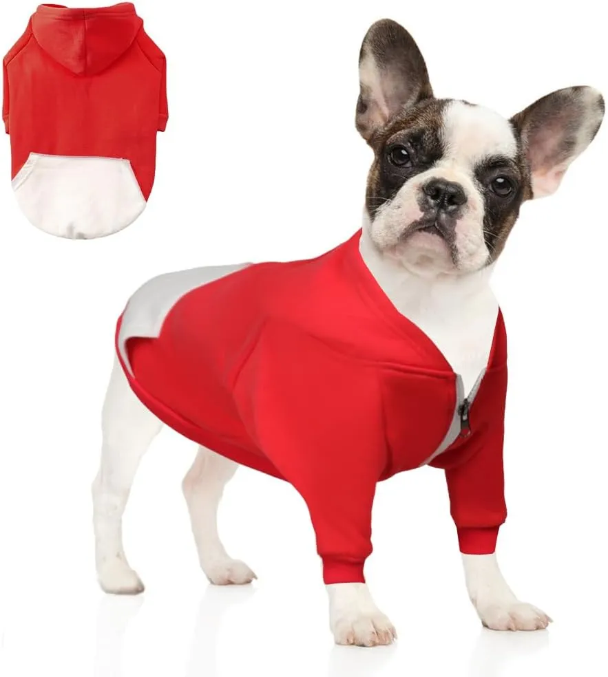 Dog Hoodie Pet Clothes, Soft Dog Sweatshirt, Warm Fleece Dog Hoodies for Small Medium Dogs, Winter Cold Weather Puppy Sweater with Pocket, Hooded Coat Costume Cat Apparel Outfit