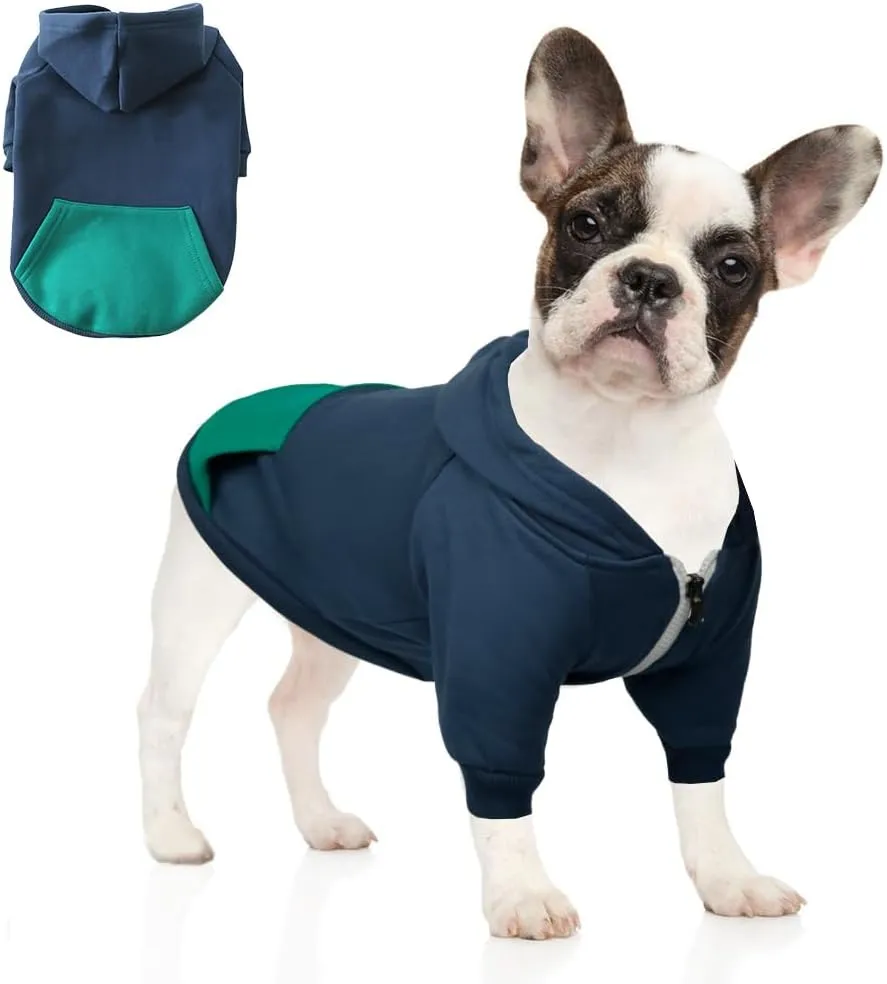 Dog Hoodie Pet Clothes, Soft Dog Sweatshirt, Warm Fleece Dog Hoodies for Small Medium Dogs, Winter Cold Weather Puppy Sweater with Pocket, Hooded Coat Costume Cat Apparel Outfit