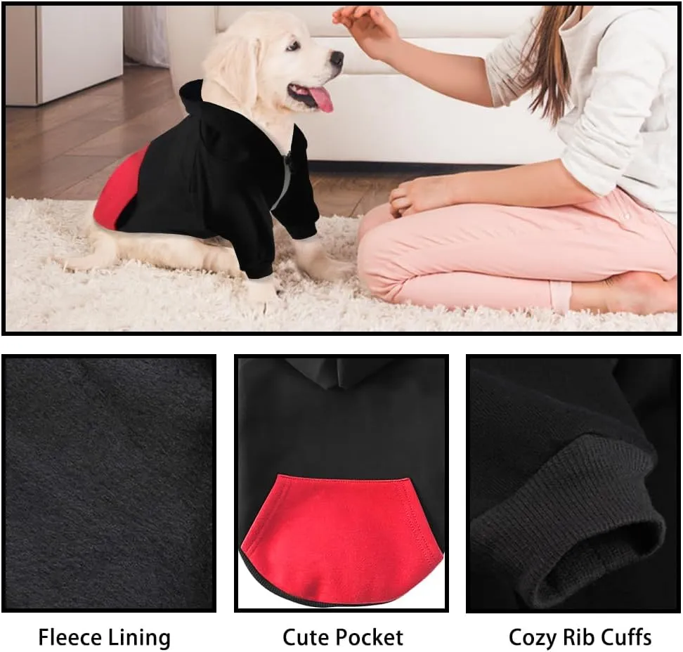 Dog Hoodie, Soft Sweatshirt, Warm Fleece Hoodies for Small Medium Dogs, Winter Cold Weather Puppy Sweater With Pocket, Hooded Coat Costume Cat Apparel Outfit