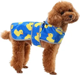 Dog Raincoat with Hood and Leash Hole, Adjustable Belly Strap, Reflective Strips, Lightweight Slicker Poncho Rain Jacket Coat for Small Medium Large Dogs and Puppies (A. Ducks, Small)