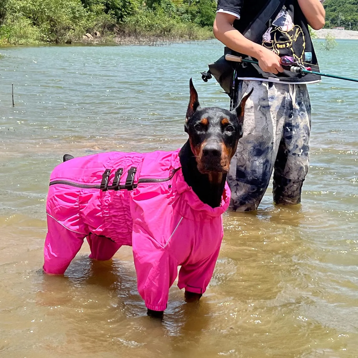 Dogs Waterproof Jacket, Lightweight Waterproof Jacket Reflective Safety Dog Raincoat Windproof Snow-Proof Dog Vest for Small Medium Large Dogs Rosered S